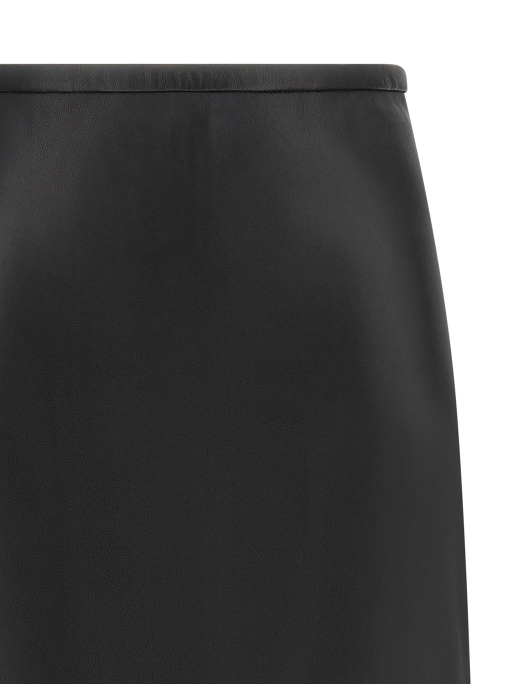 Black Lamb Leather Midi Skirt