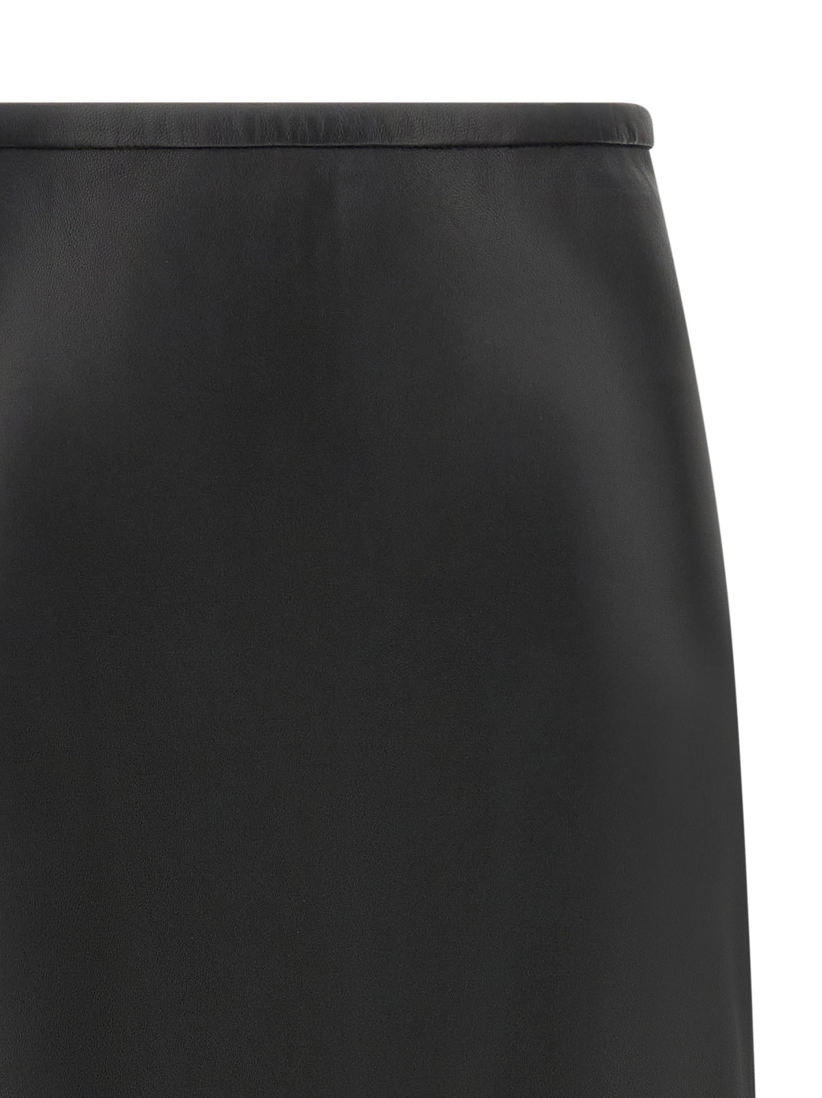 Black Lamb Leather Midi Skirt