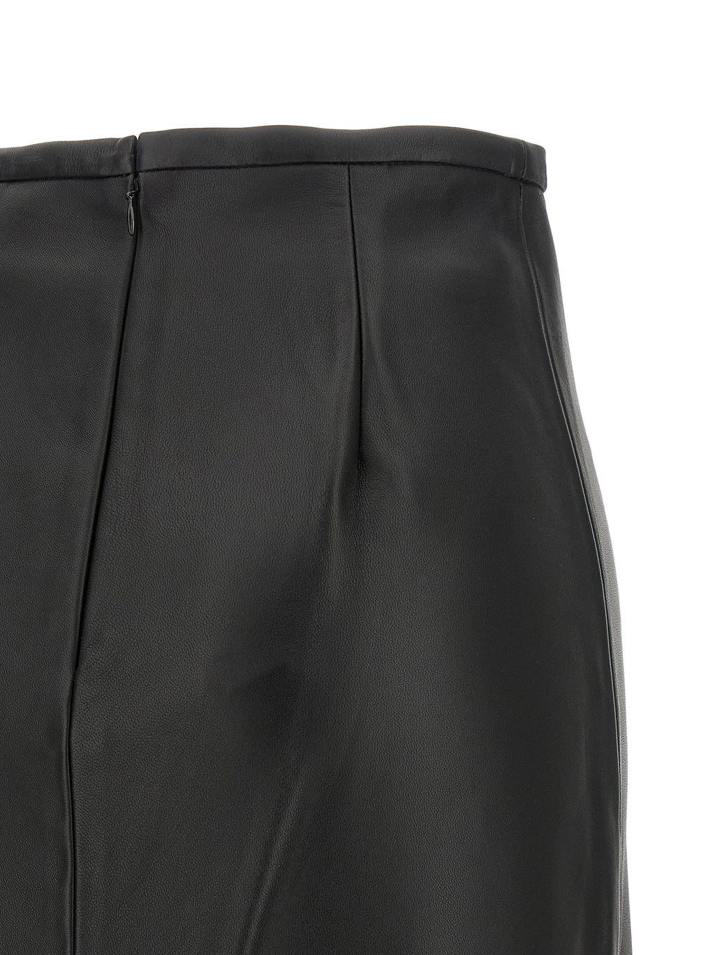 Black Lamb Leather Midi Skirt
