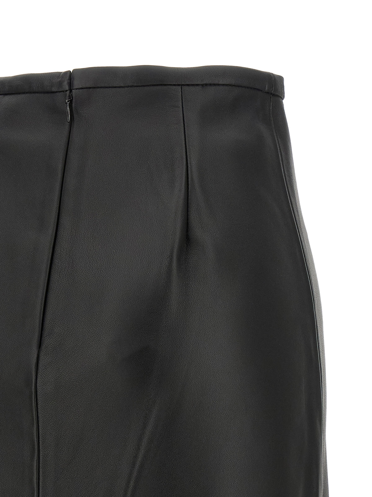 Black Lamb Leather Midi Skirt