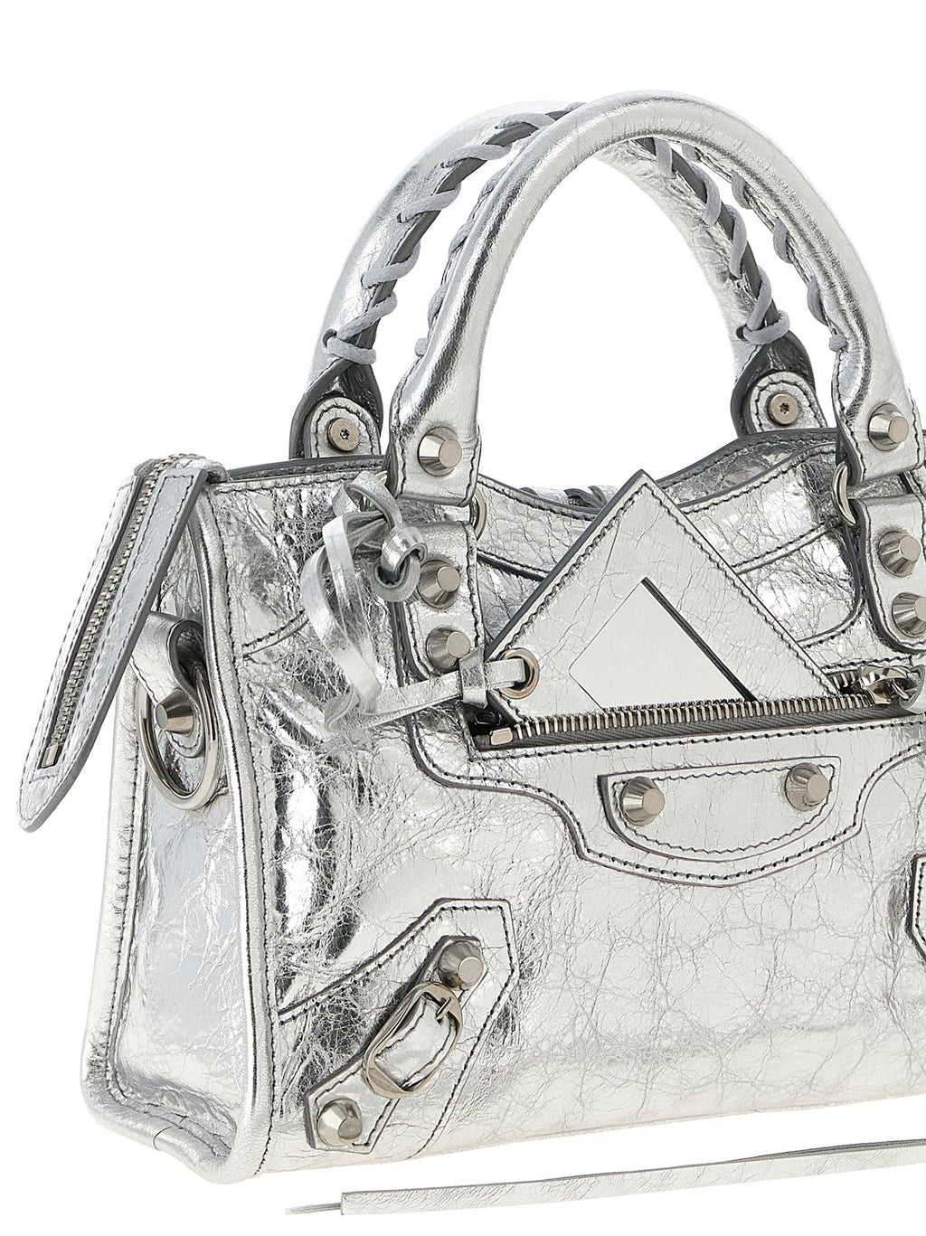 Silver Lamb Leather Handbag