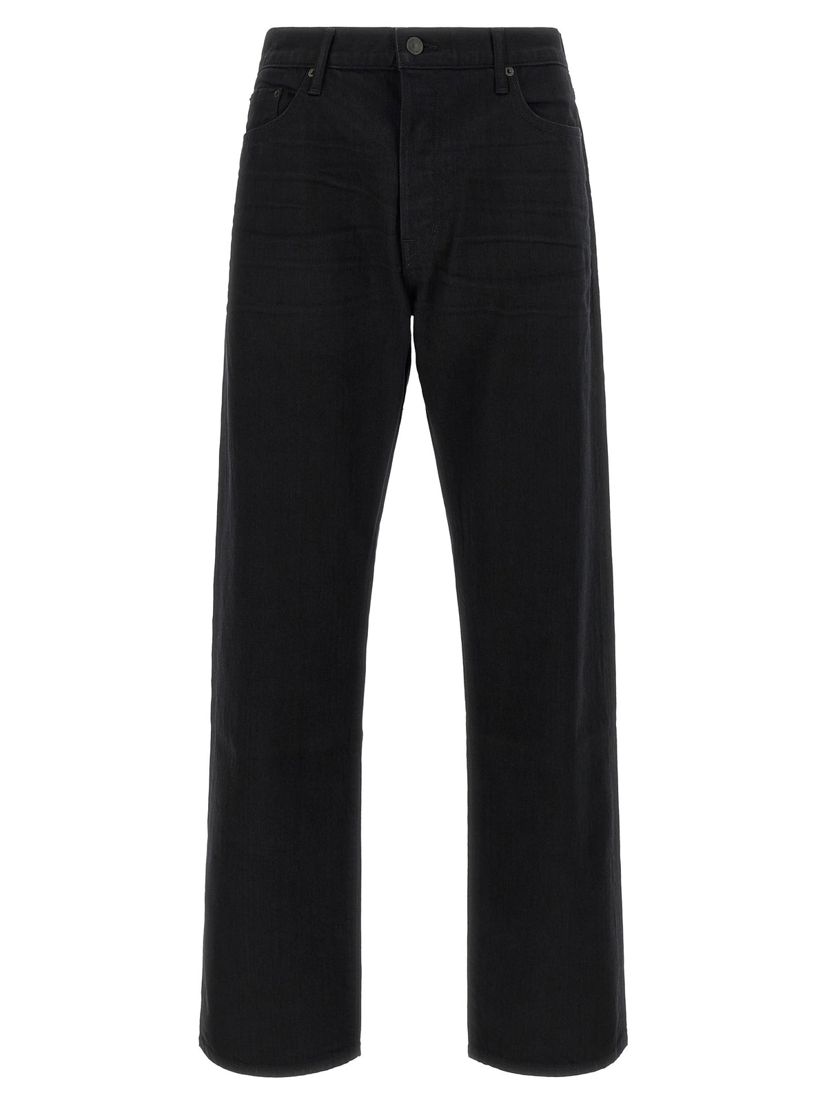 Black Cotton Straight-Leg Jeans