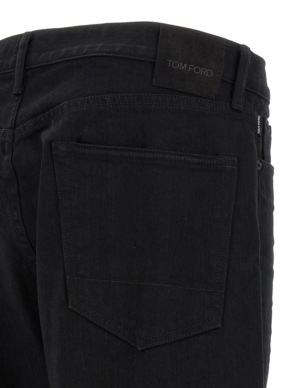 Black Cotton Straight-Leg Jeans