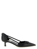 Black Goatskin Mid Heel Pumps