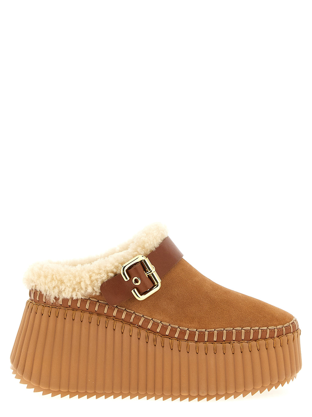 Brown Cowhide Wedge Sandals