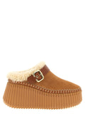 Brown Cowhide Wedge Sandals