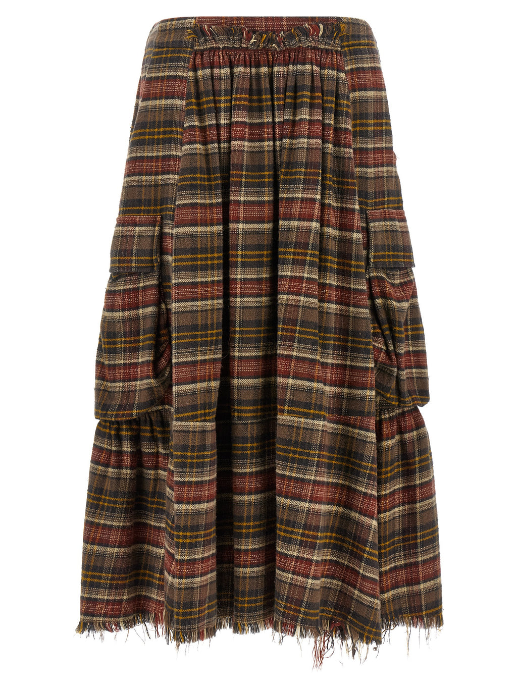 Brown Cotton Mini Skirt