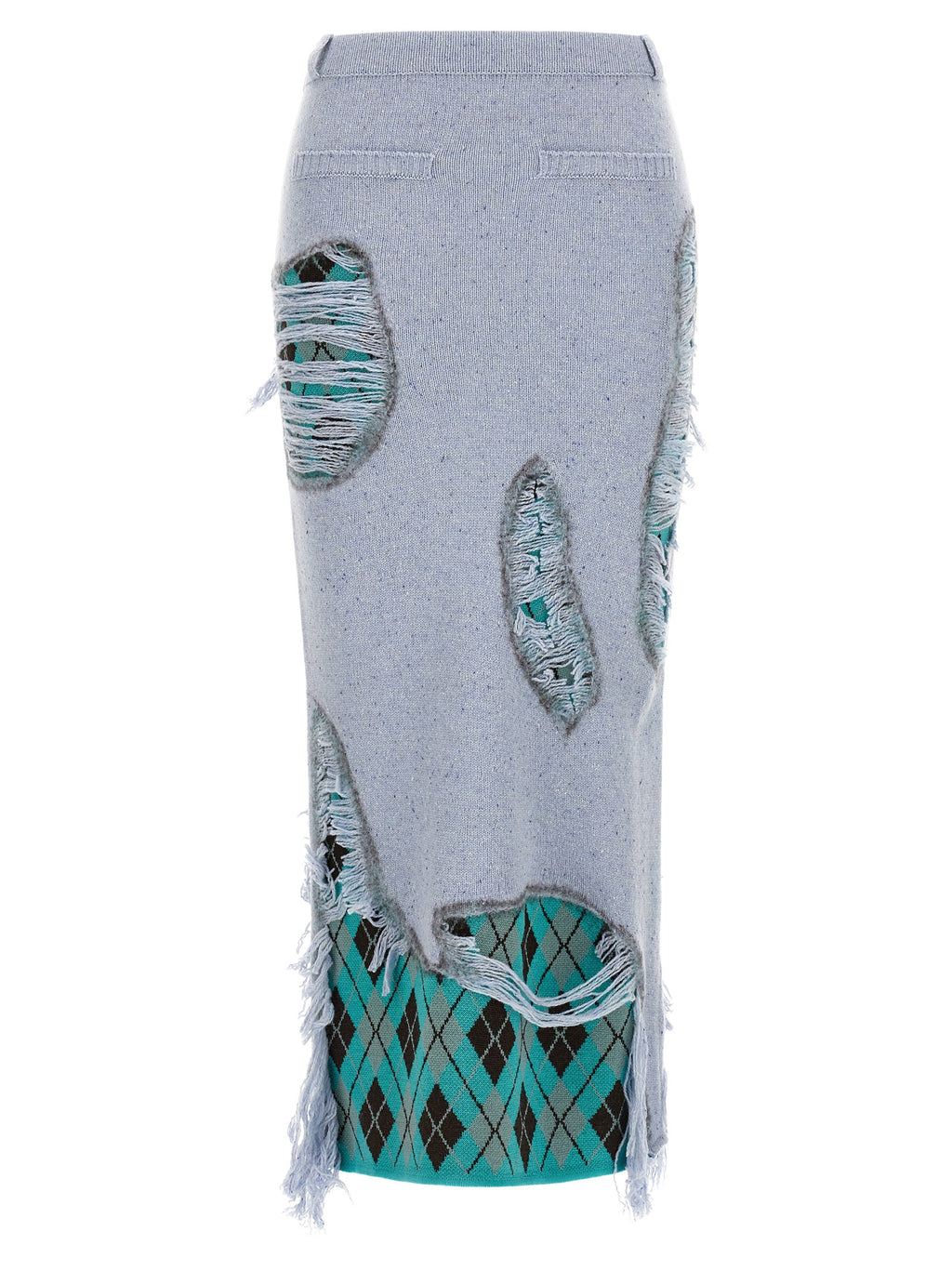 Blue Wool Midi Skirt