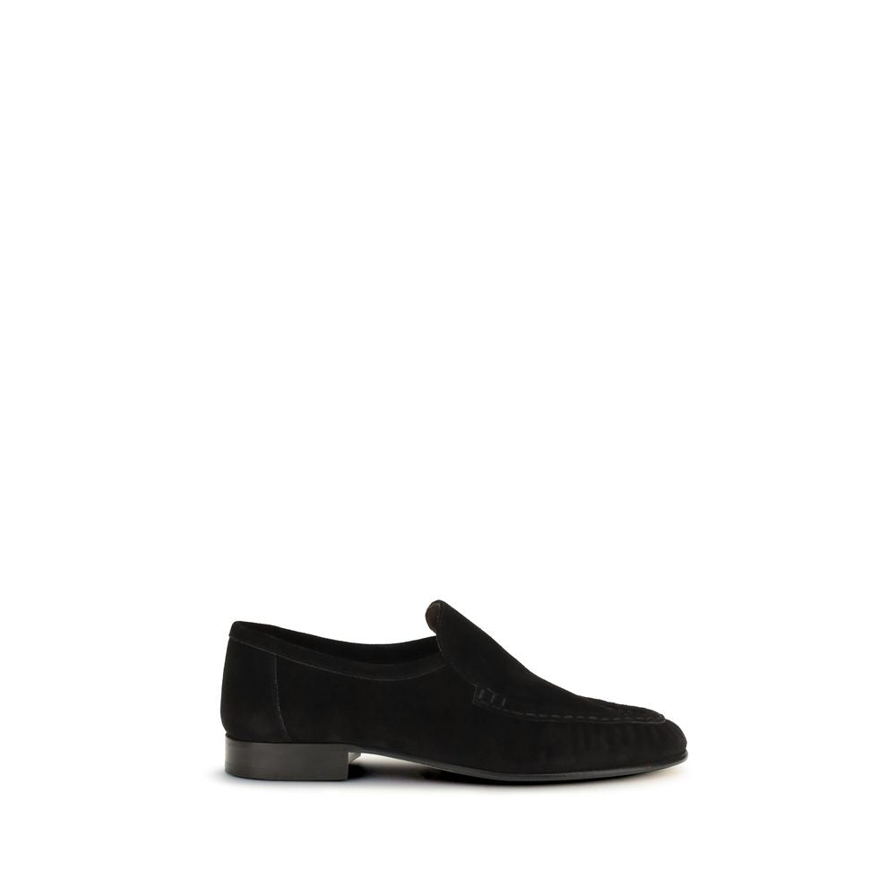Black Suede Leather Slip-On Loafers