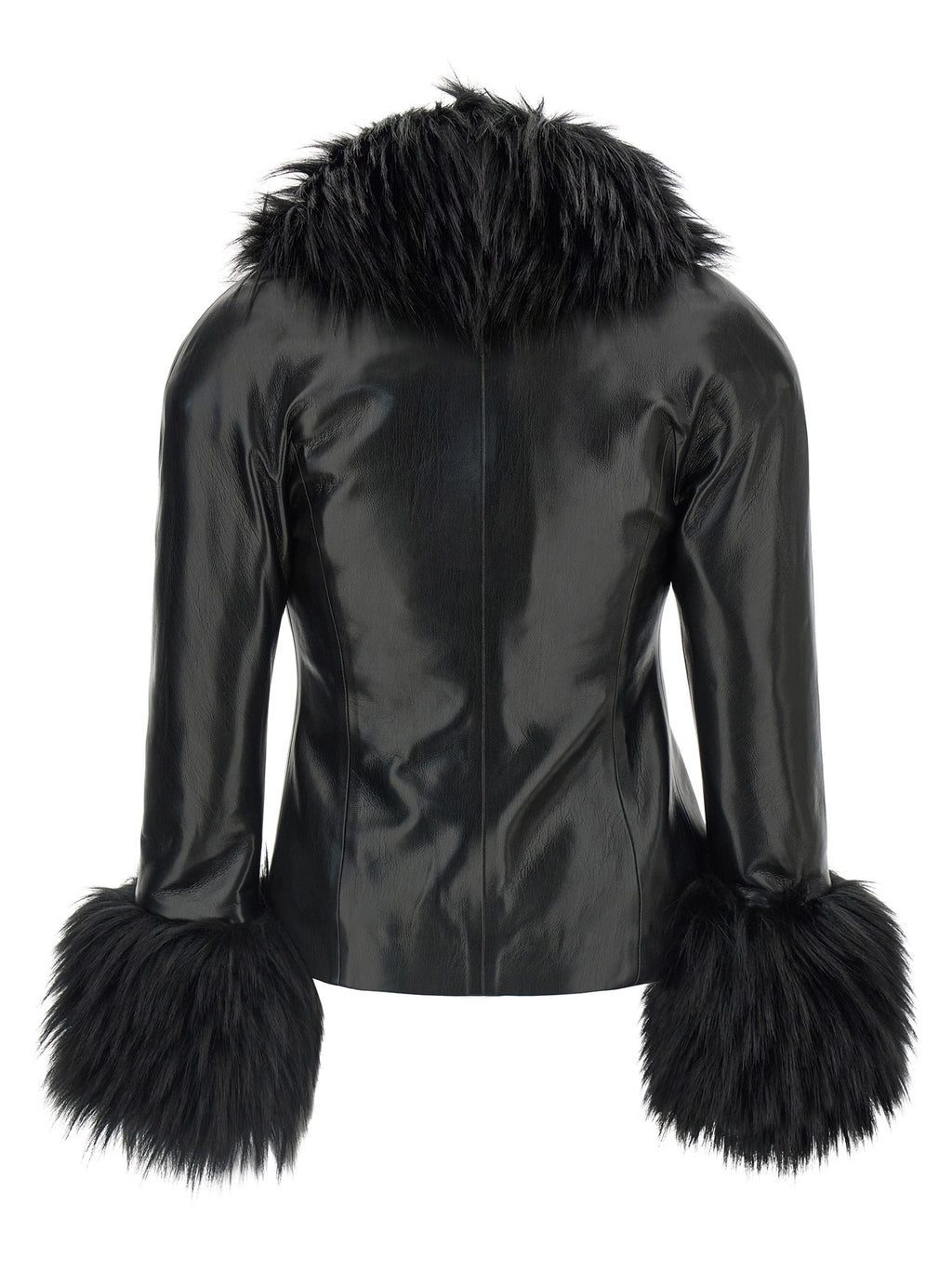 Black Polyester Leather Jacket