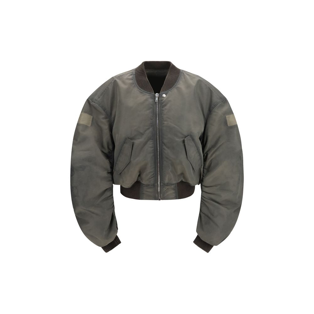 Gray Nylon Bomber