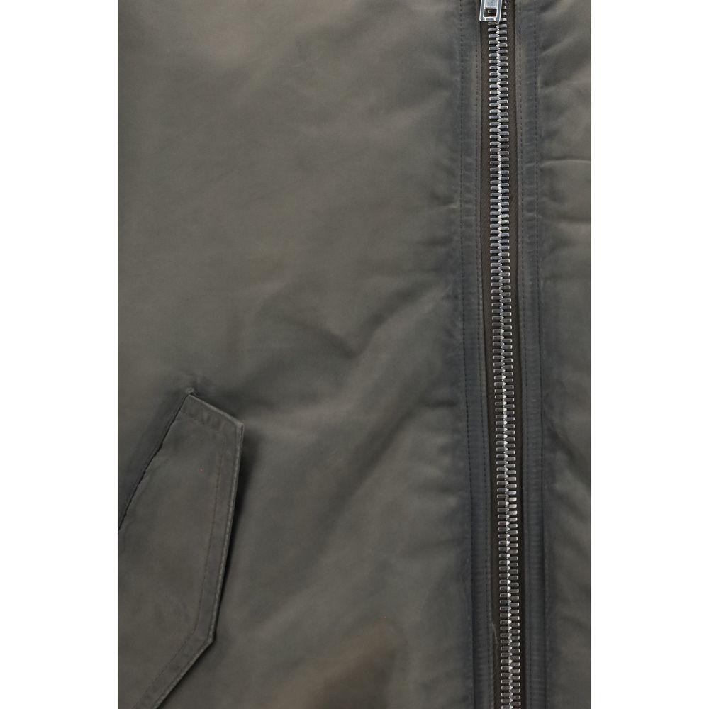 Gray Nylon Bomber