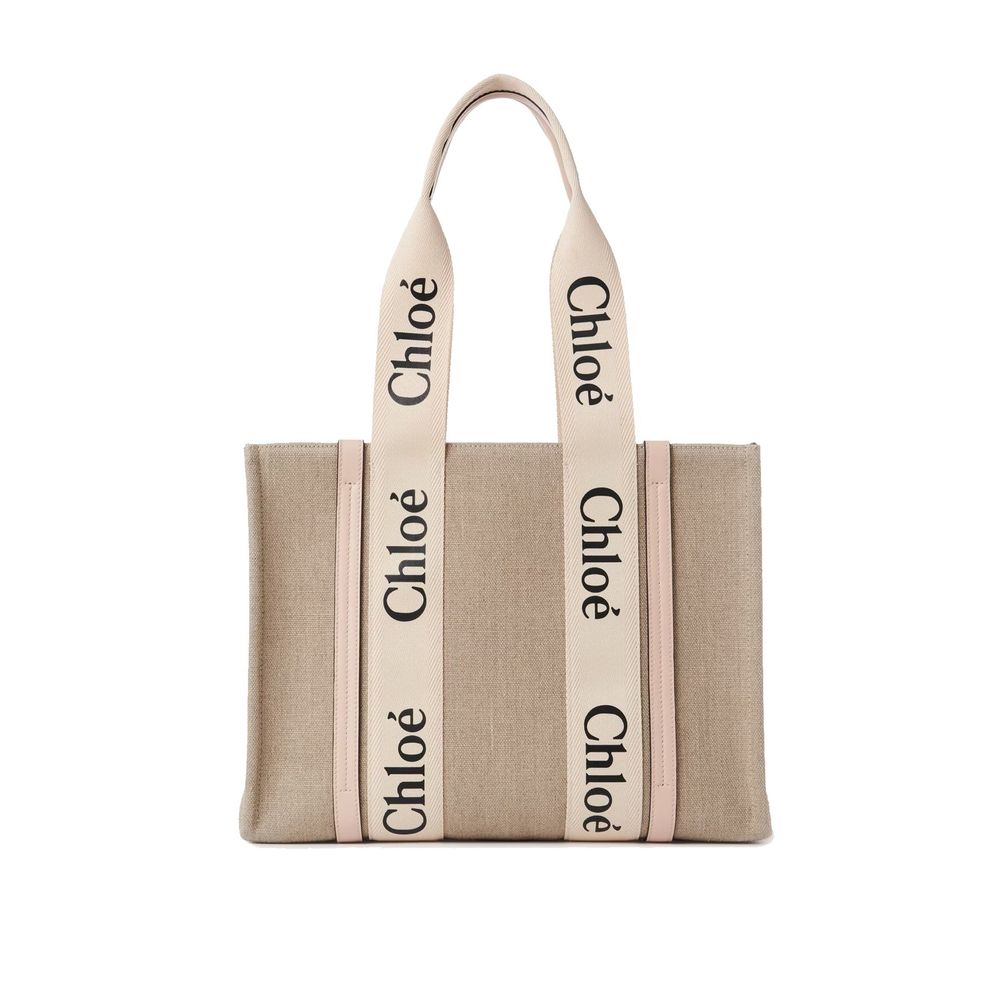 Beige Linen Tote Bag