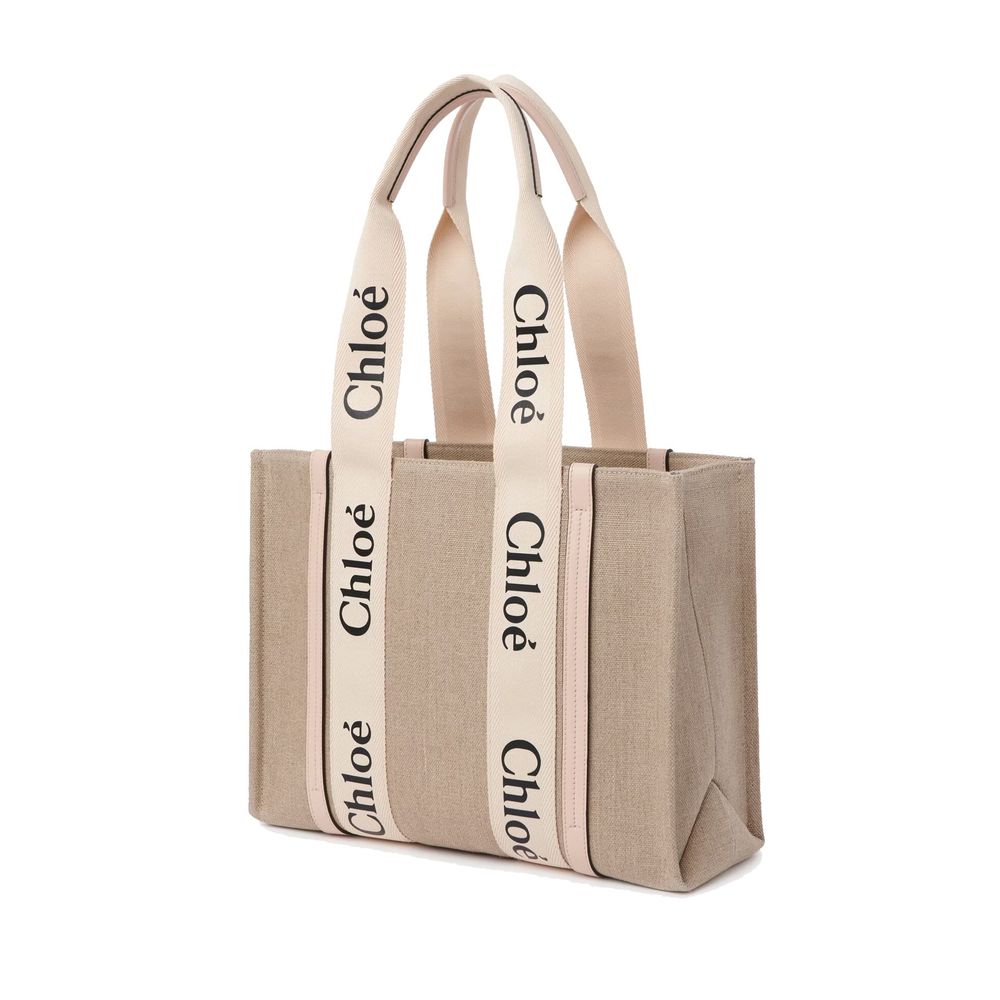 Beige Linen Tote Bag