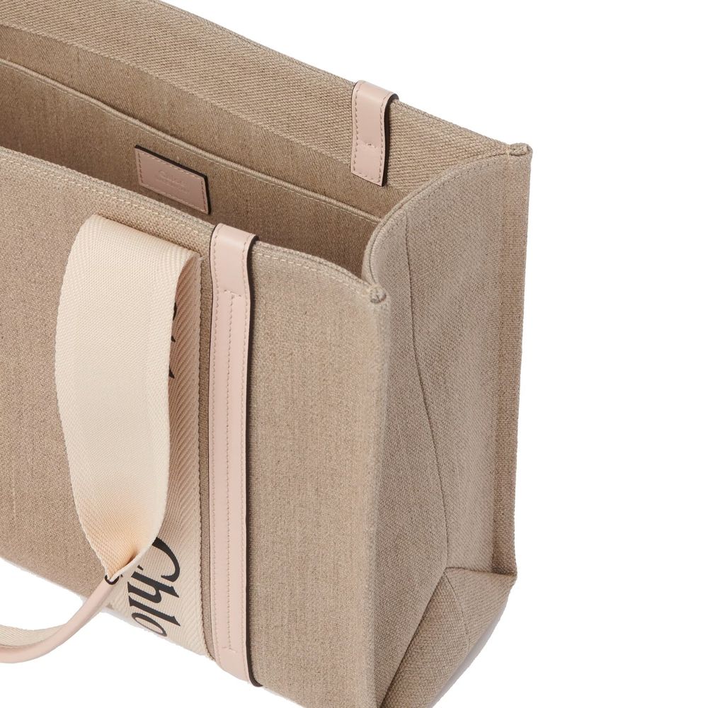 Beige Linen Tote Bag