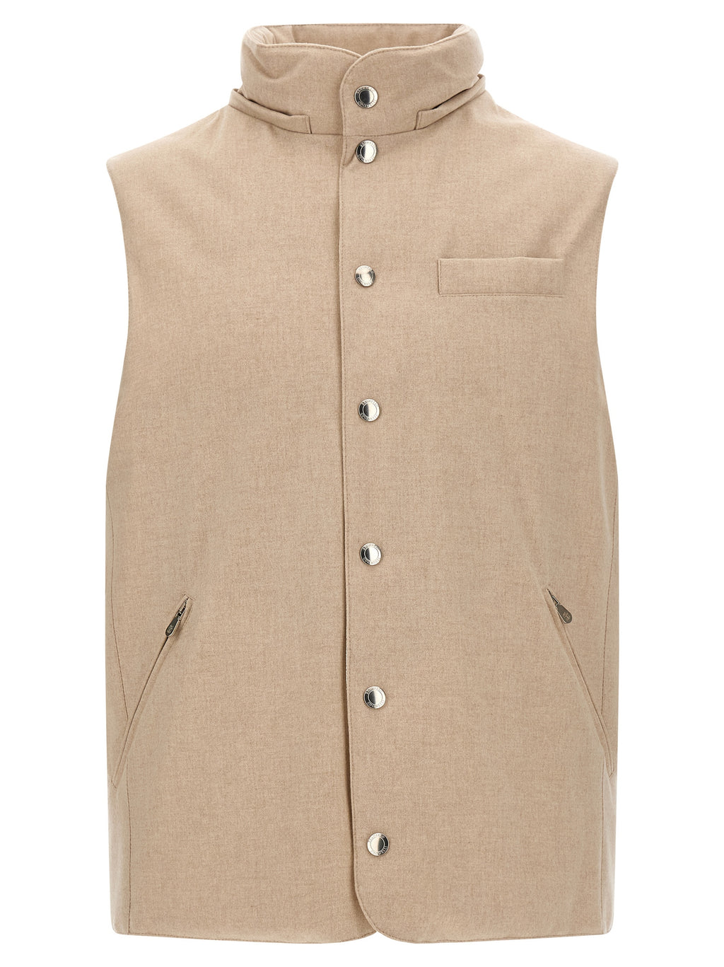 Beige Wool Sleeveless Jacket