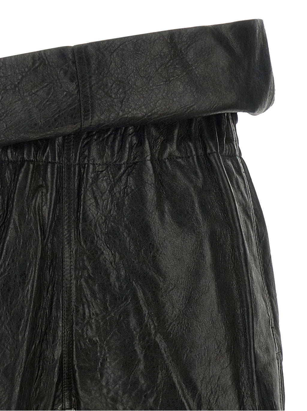 Black Lamb Leather Bermuda Shorts