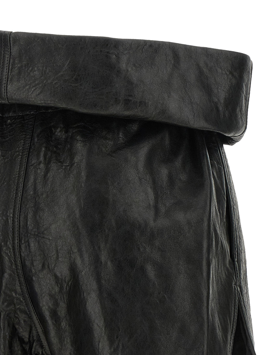 Black Lamb Leather Bermuda Shorts