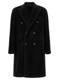 Black Alpaca Leather Coat