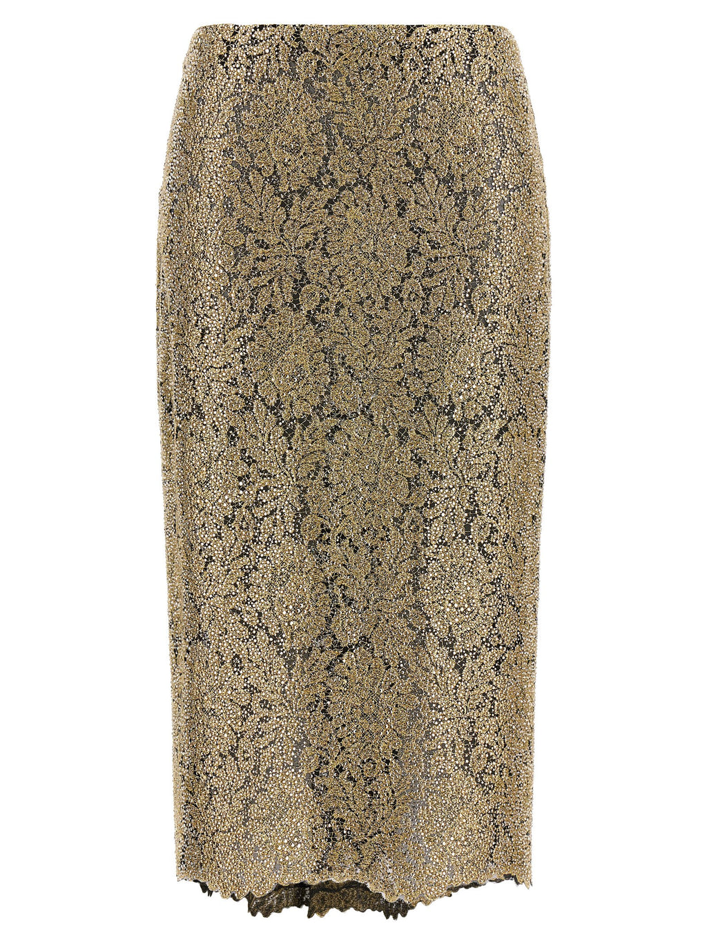 Gold Polyester Midi Skirt