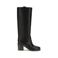 Black Calf Leather Bos Taurus High Heel Boots