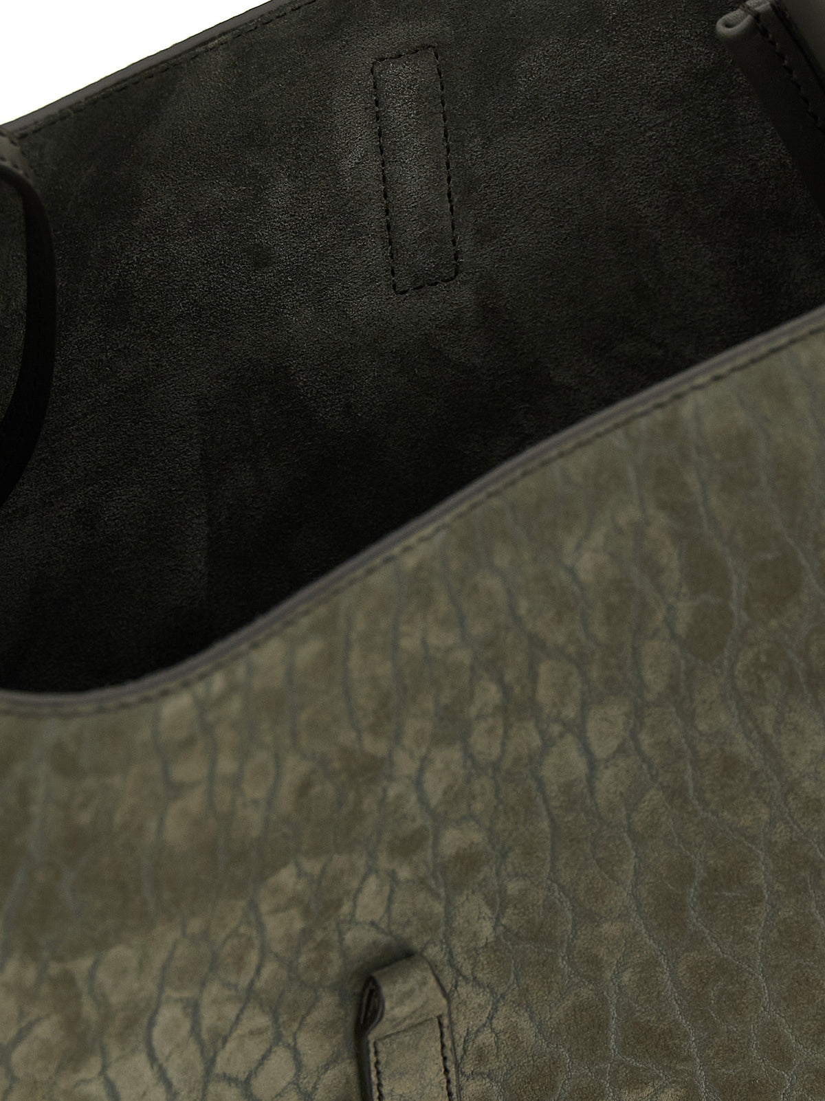 Gray Lamb Leather Shoulder Bag