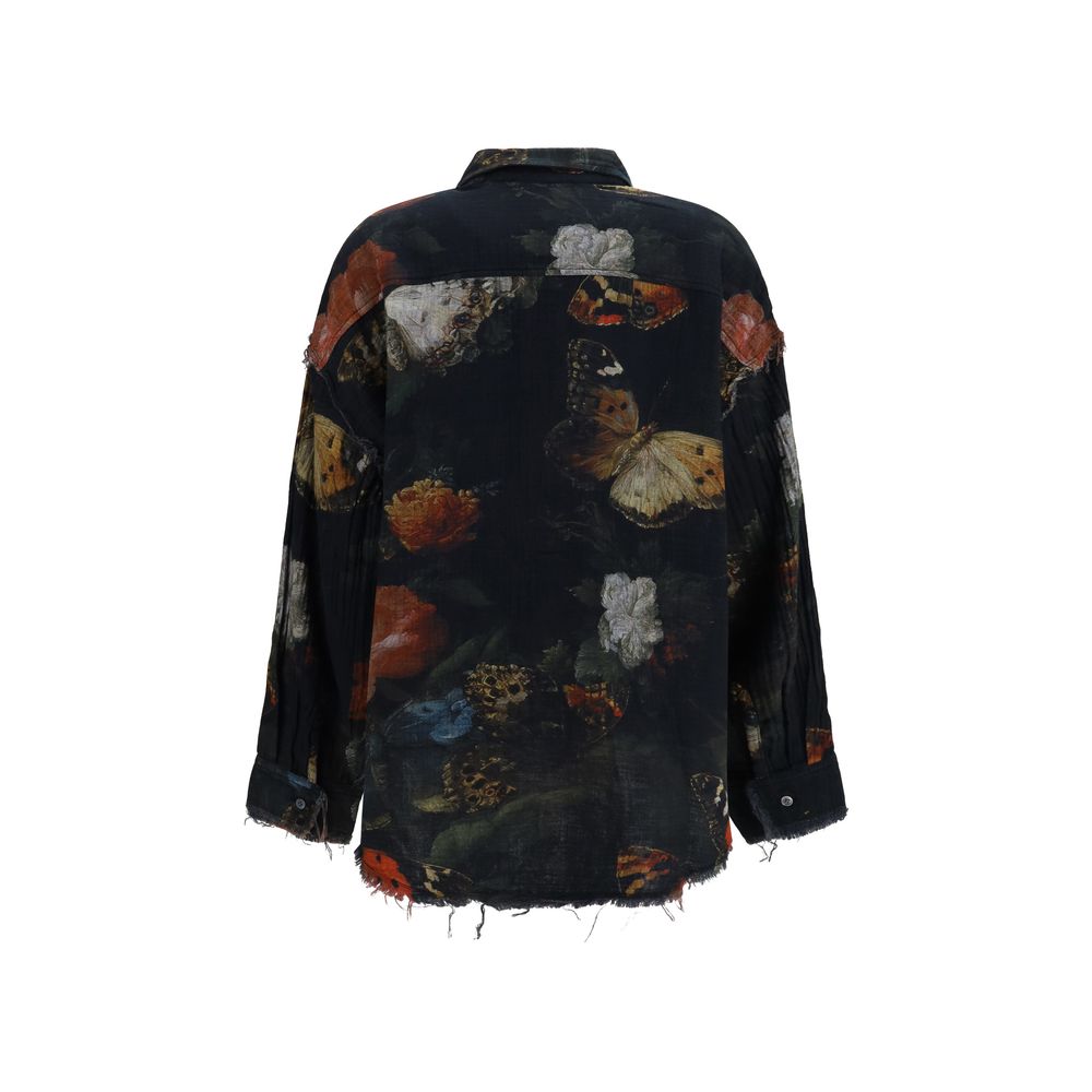 Black Cotton Pattern Shirt