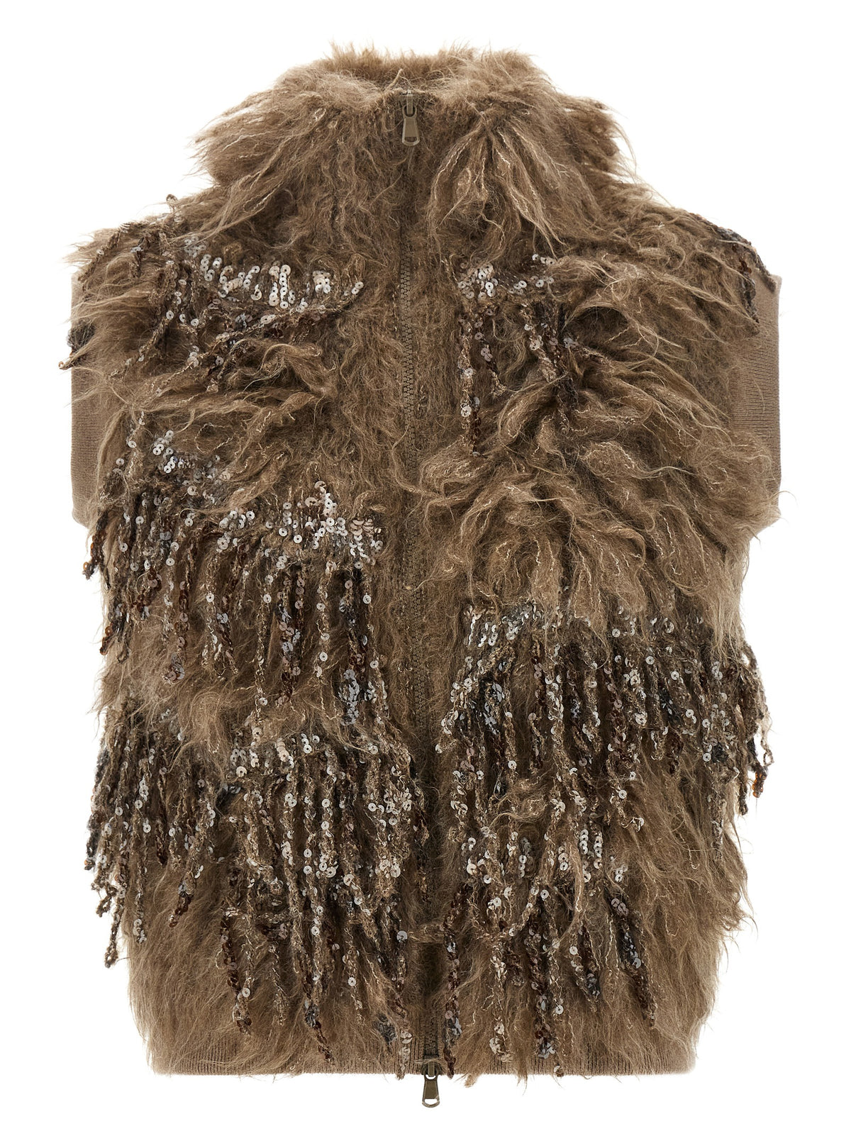 Brown Wool Sleeveless Jacket