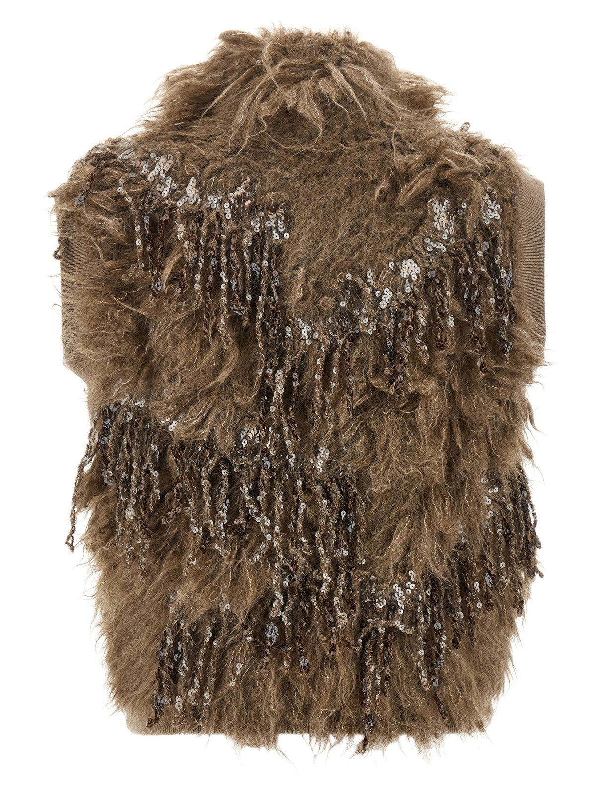 Brown Wool Sleeveless Jacket