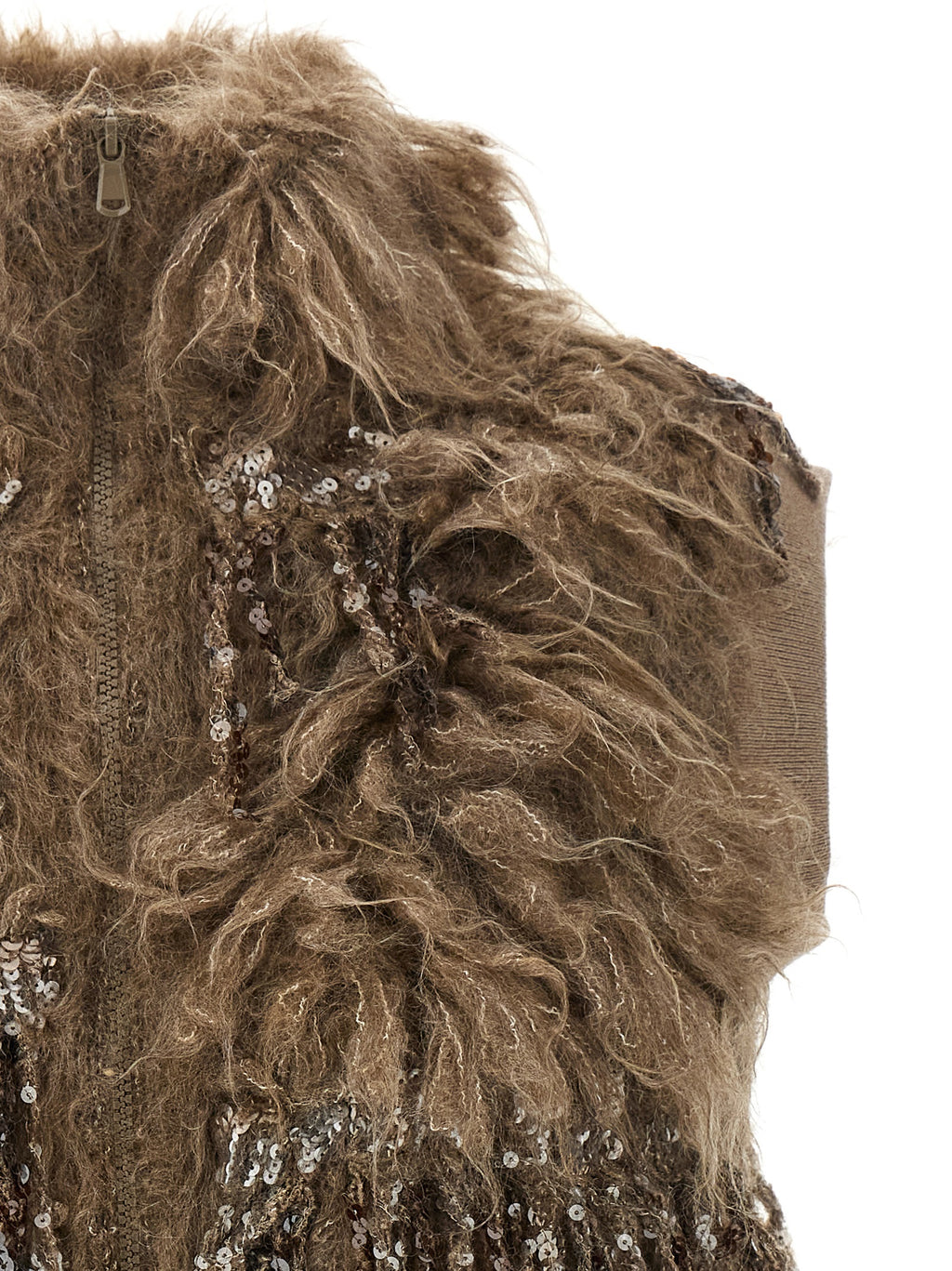 Brown Wool Sleeveless Jacket