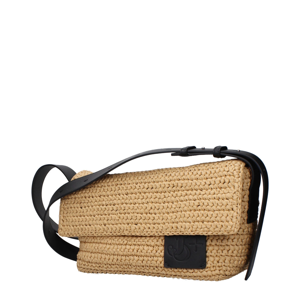 Beige Raffia Crossbody Bag