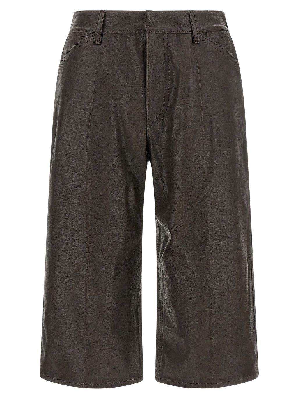 Brown Calfskin Bermuda Shorts