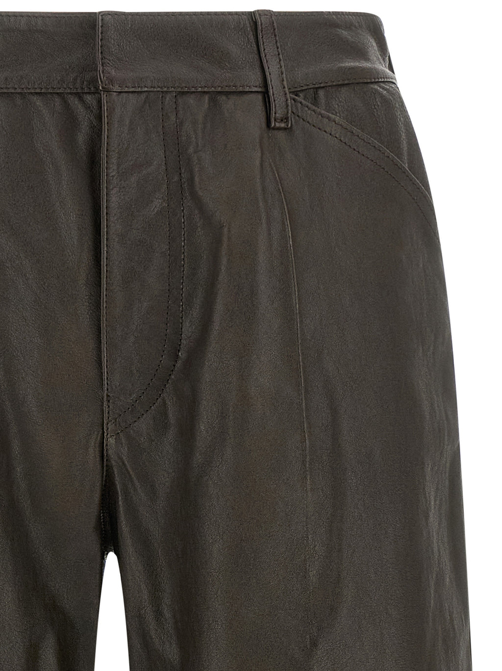 Brown Calfskin Bermuda Shorts