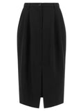 Black Virgin Wool Midi Skirt