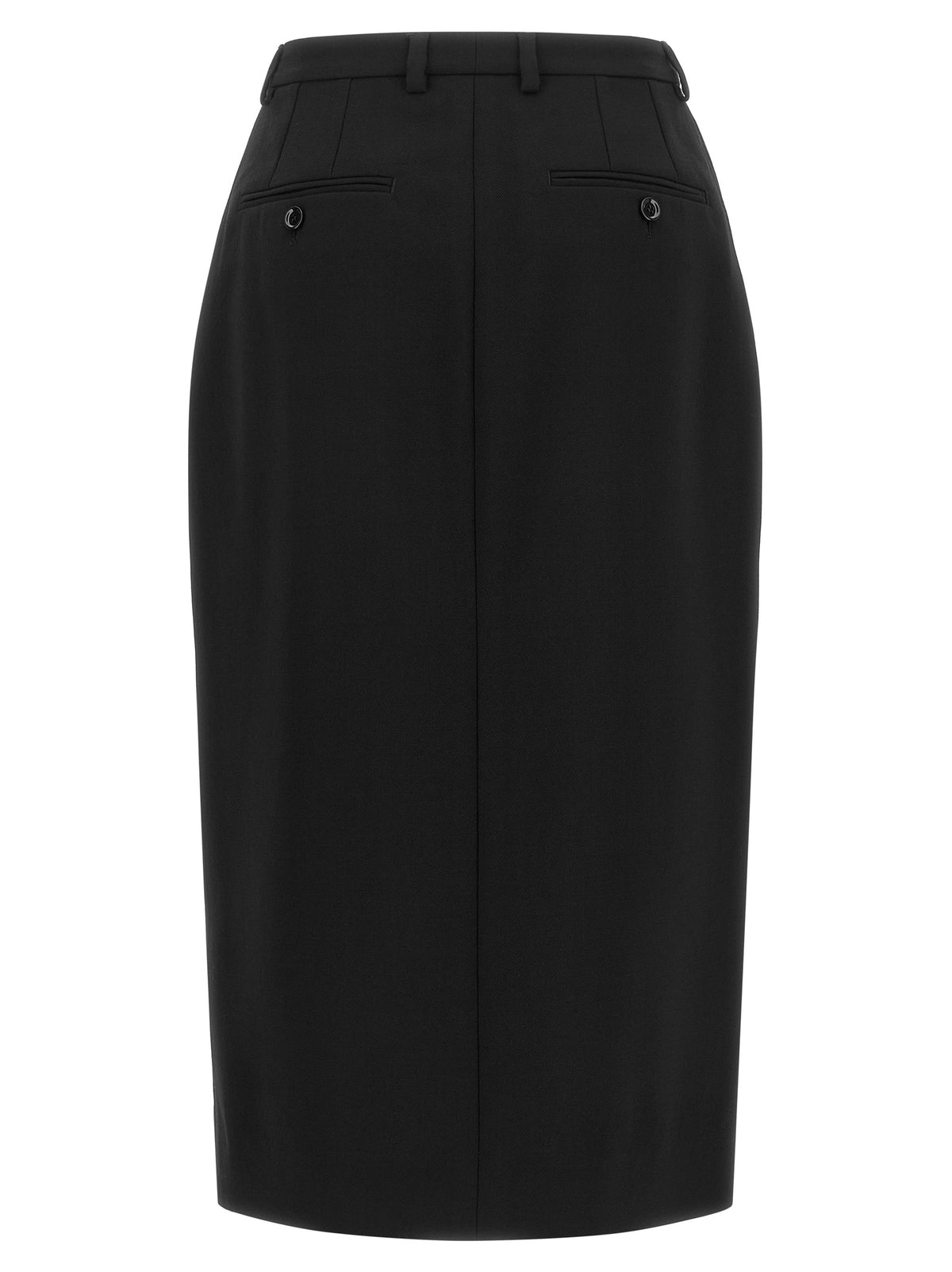 Black Virgin Wool Midi Skirt
