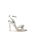Silver Calf Leather Bos Taurus Stiletto Heel Sandals