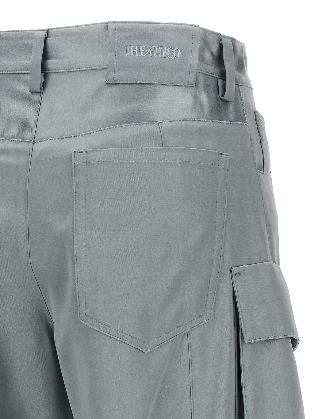 Gray Viscose Cargo Pants