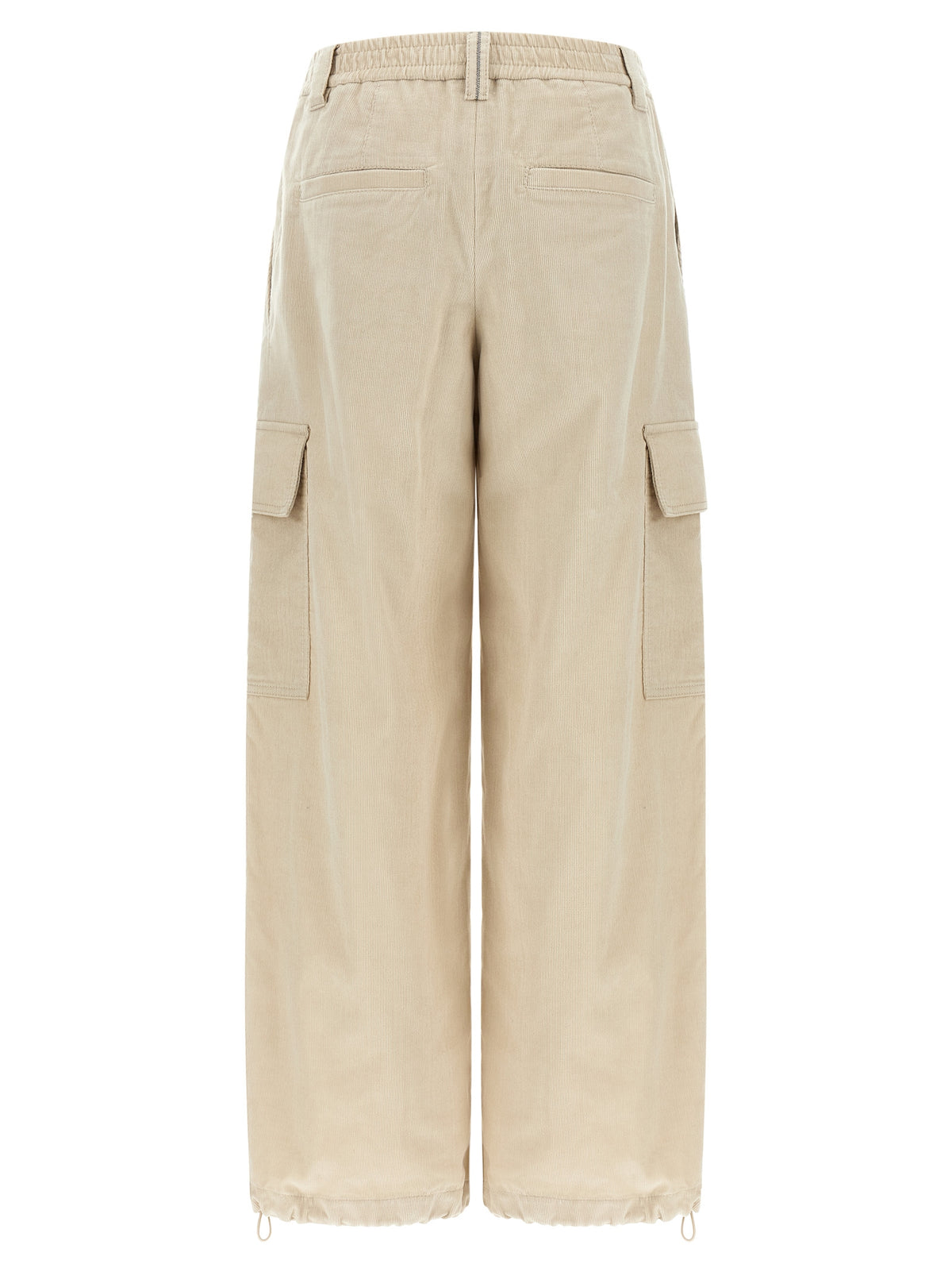 Beige Cotton Cargo Pants