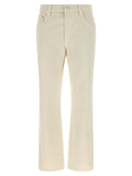 Beige Cotton Straight-Leg Jeans