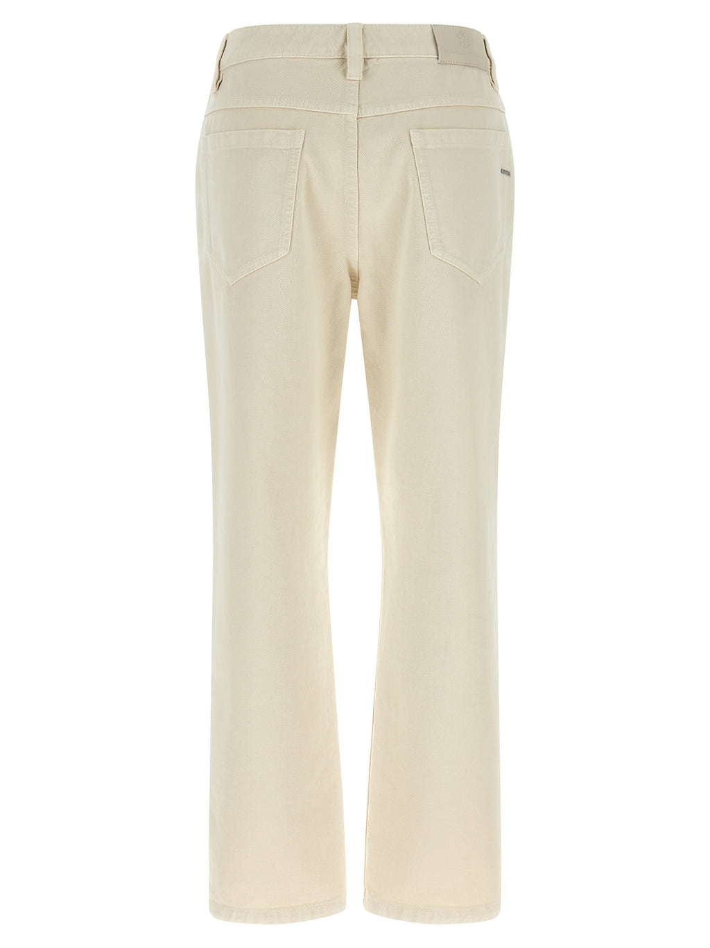 Beige Cotton Straight-Leg Jeans