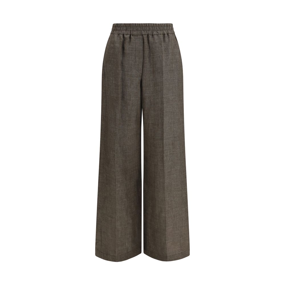Brown Linen Casual Pants