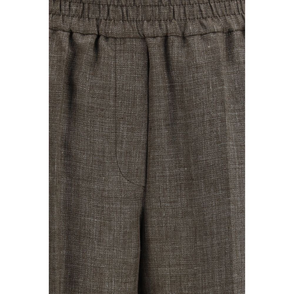Brown Linen Casual Pants