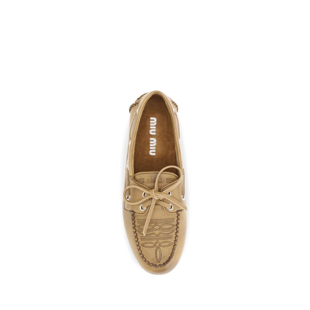 Beige Calf Leather Bos Taurus Slip-On Loafers