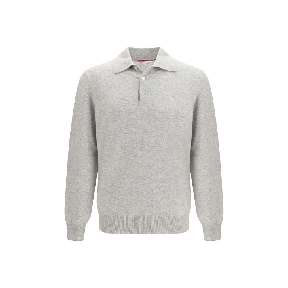 Gray Cashmere Polo Shirt