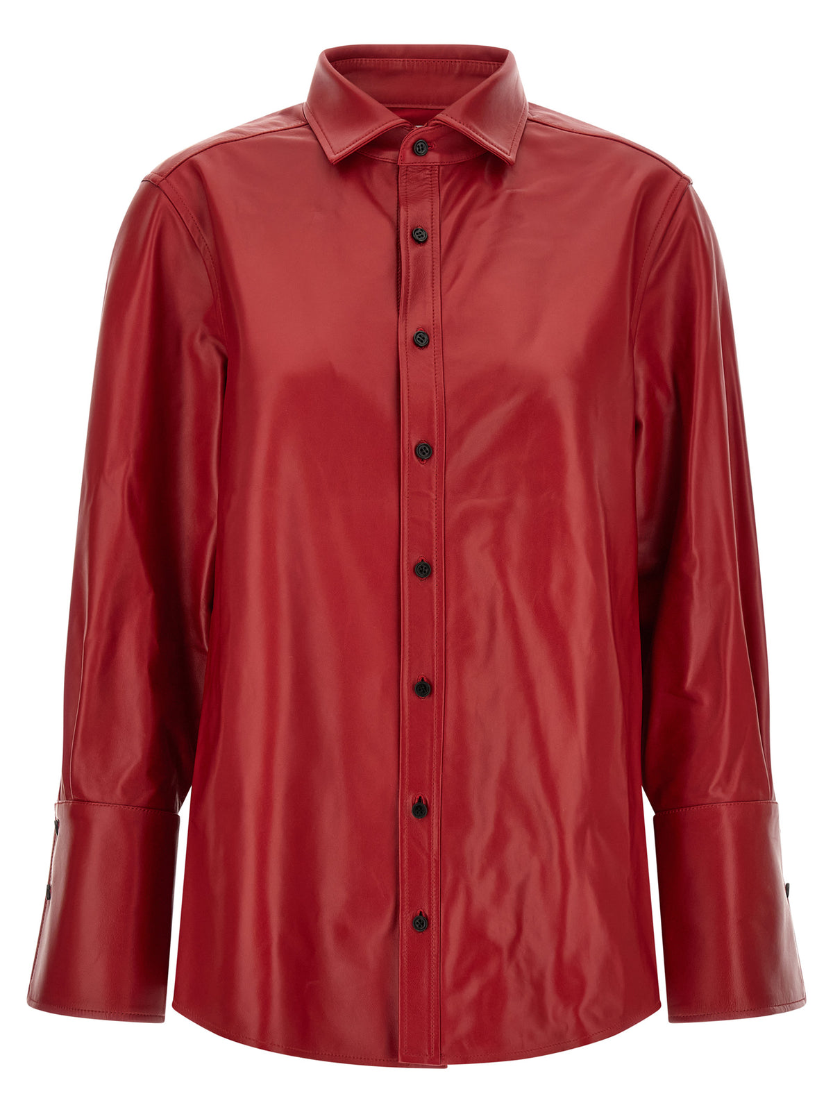 Red Lamb Leather Blouse