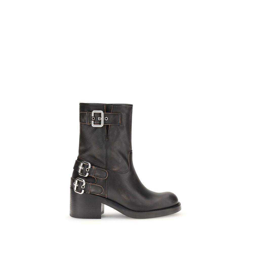 Black Calf Leather Bos Taurus Ankle Boots