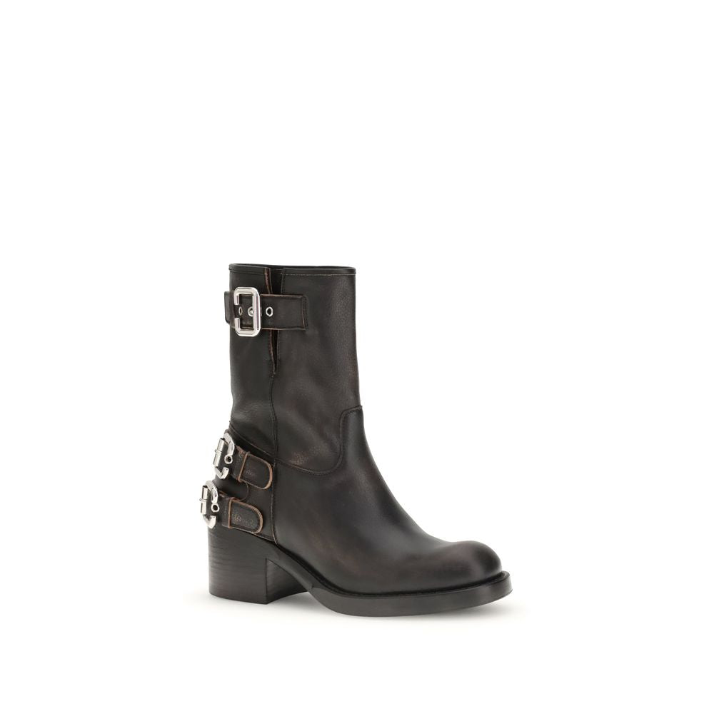 Black Calf Leather Bos Taurus Ankle Boots