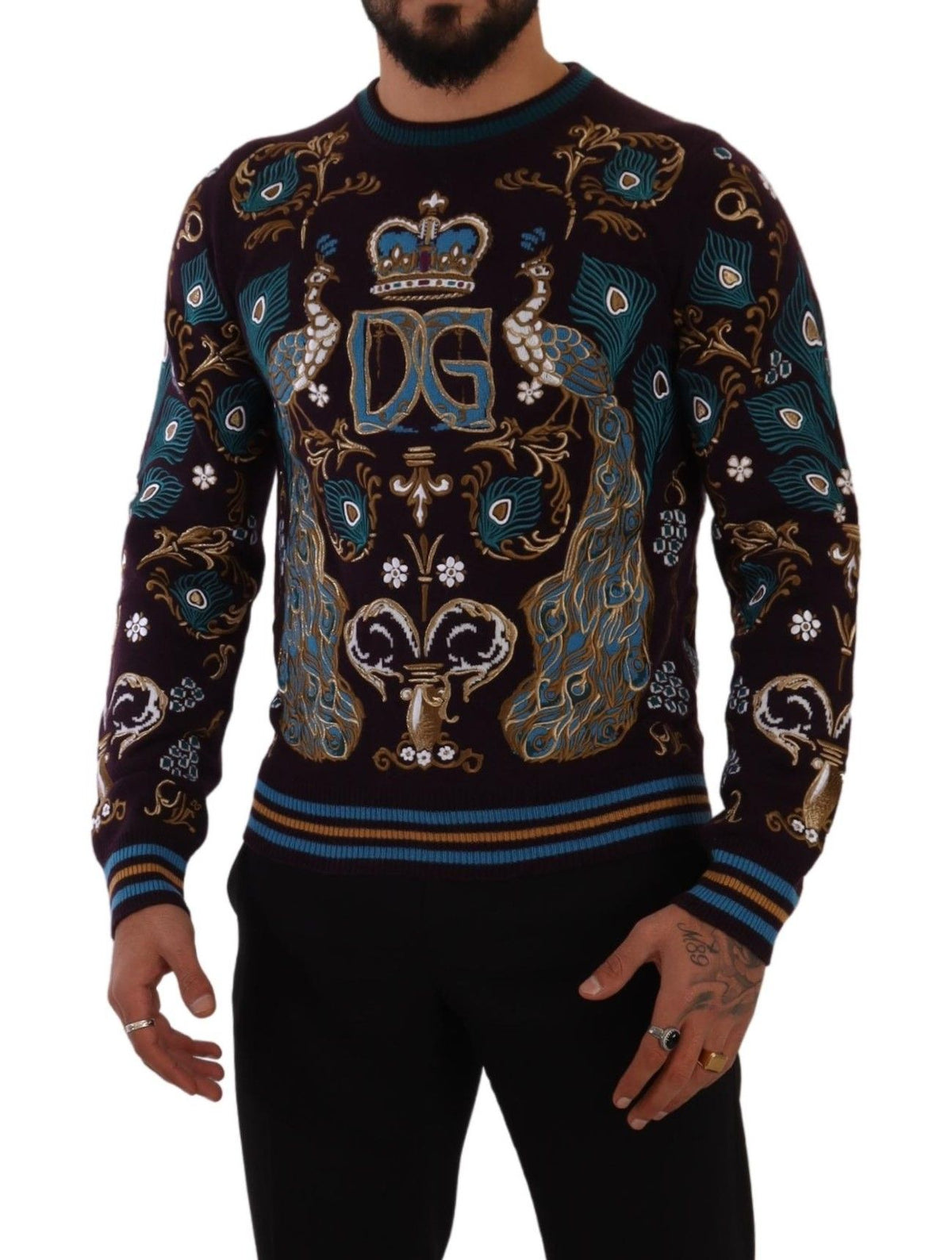 Bordeaux Cashmere DG Crown Embroidered Sweater