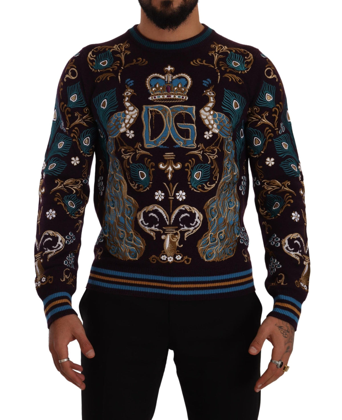 Bordeaux Cashmere DG Crown Embroidered Sweater