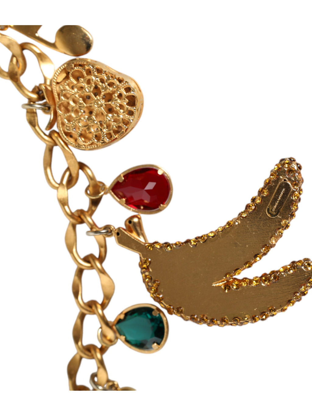 Gold Tone Brass Fruity Crystal Embellished Waist Chain Belt